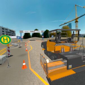 Virtuelle Simulation einer Baustelle.